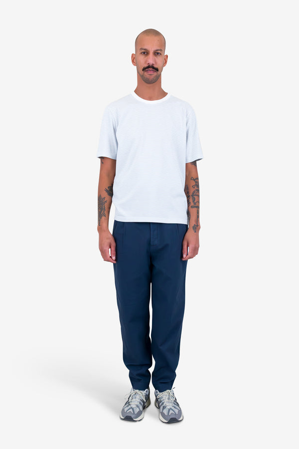 Folk 1x1 Striped T-Shirt - Soft Blue