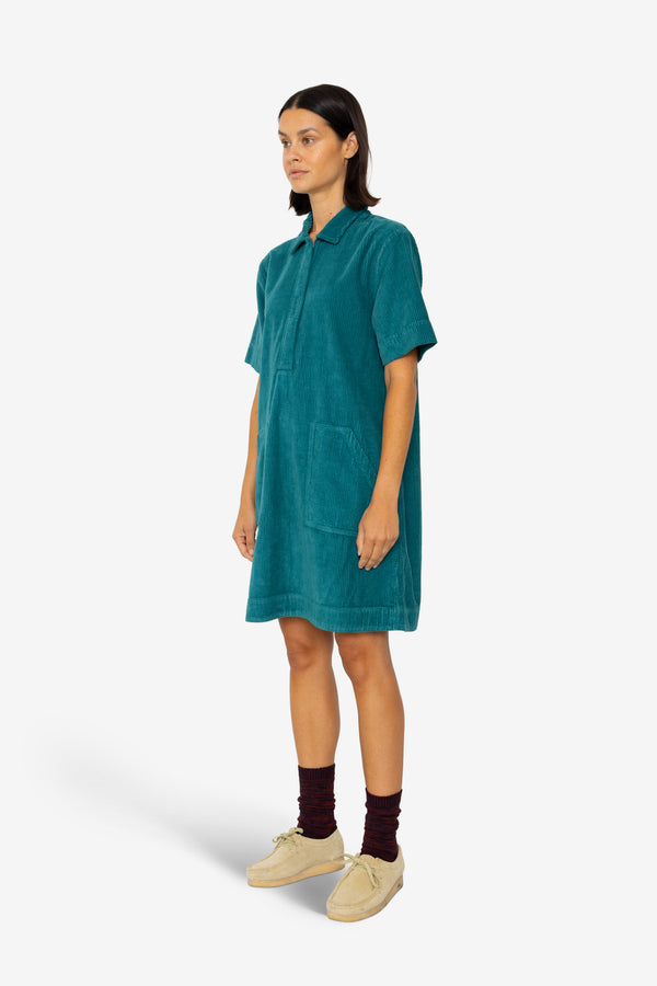 Folk A-Line Zip Dress - Dark Teal