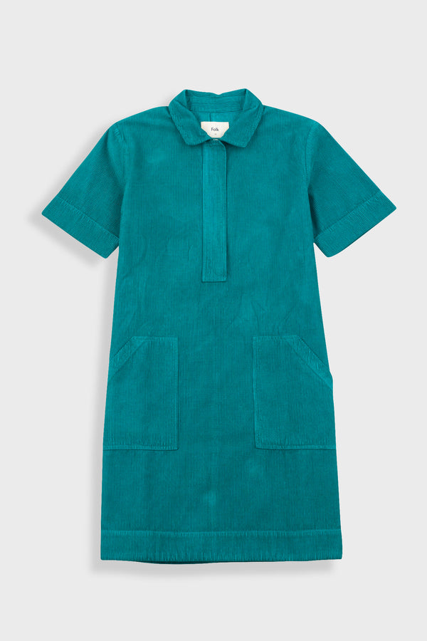 folk A-Line Zip Dress - Dark Teal