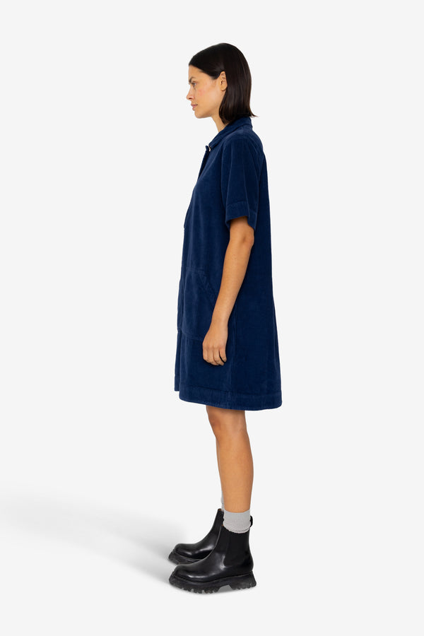 Folk A-Line Zip Dress - Washed Ink