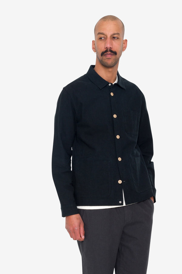 Folk Assembly Jacket - Black Cotton Linen
