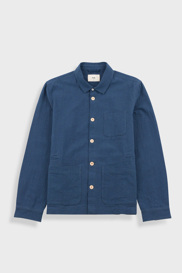 folk Assembly Jacket - Blue Cotton Linen