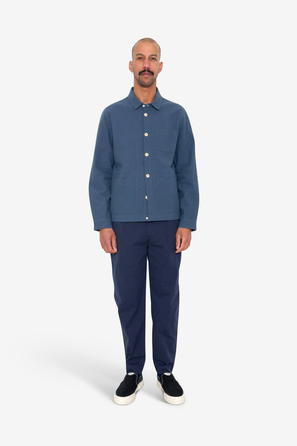 Folk Assembly Jacket - Blue Cotton Linen