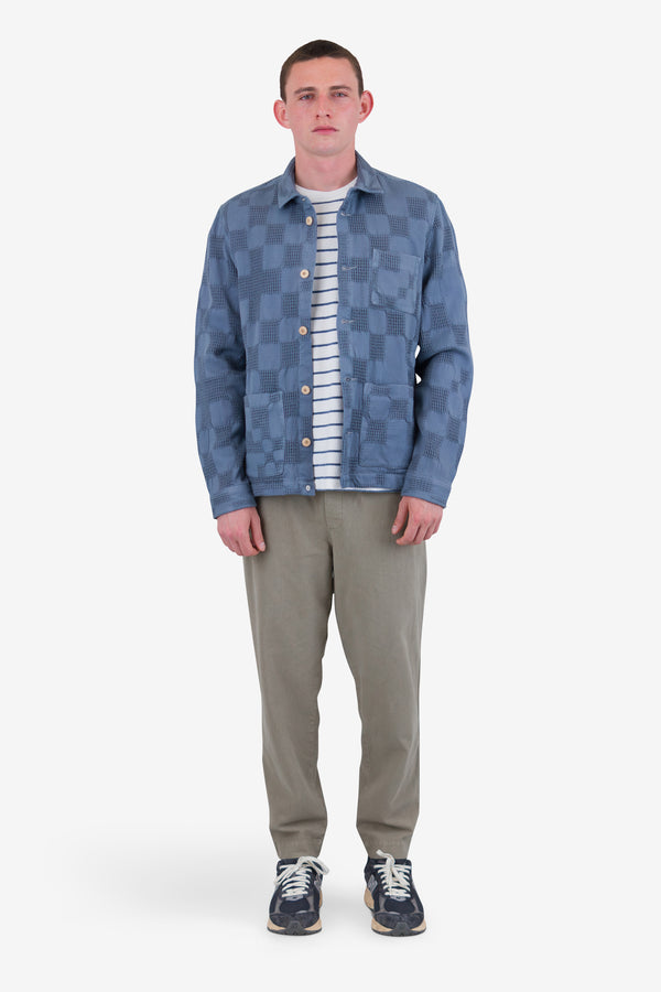 Folk Assembly Jacket - Soft Blue Waffle Check