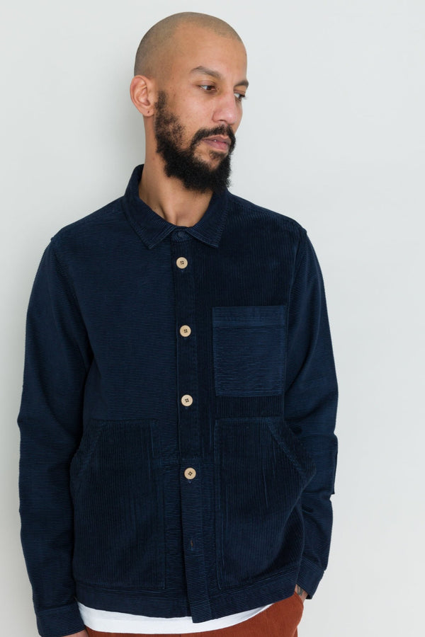 Folk Assembly Worker Jacket - Navy Cord Mix