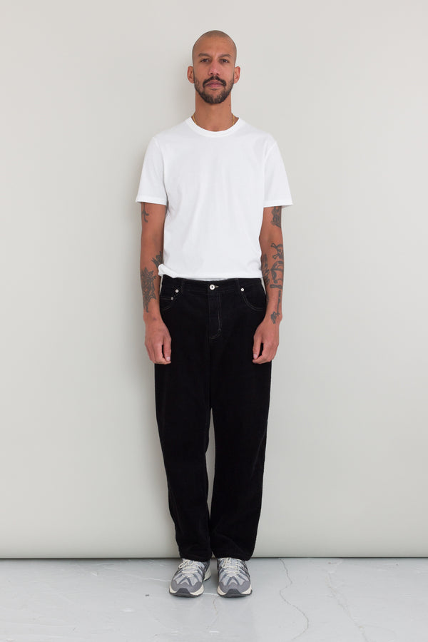 Folk Barrel Leg Trouser - Black Heavy Cord