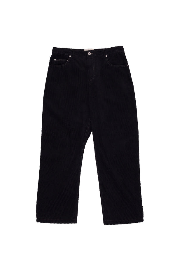 folk Barrel Leg Trouser - Black Heavy Cord