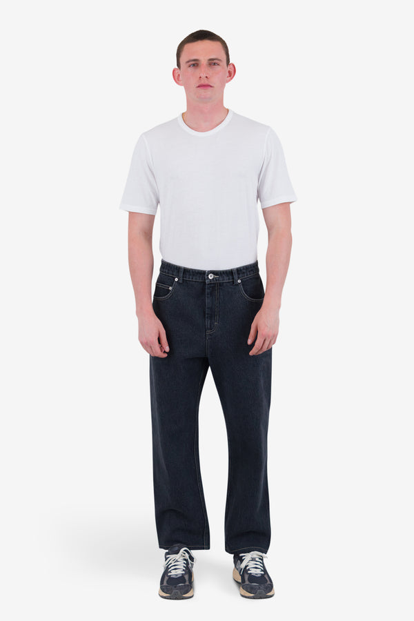 Folk Barrel Leg Trouser - Black Washed Denim