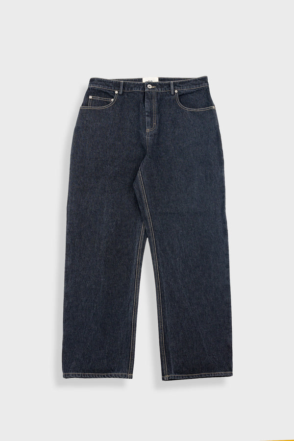 folk Barrel Leg Trouser - Black Washed Denim