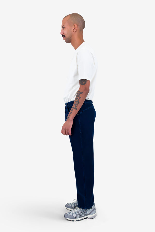Folk Barrel Leg Trouser - Deep Indigo Slub