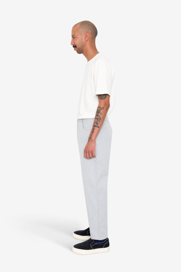Folk Barrel Leg Trouser - Ice Blue Twill Denim