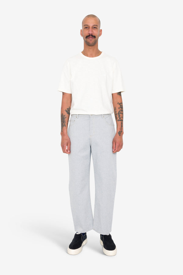 Folk Barrel Leg Trouser - Ice Blue Twill Denim