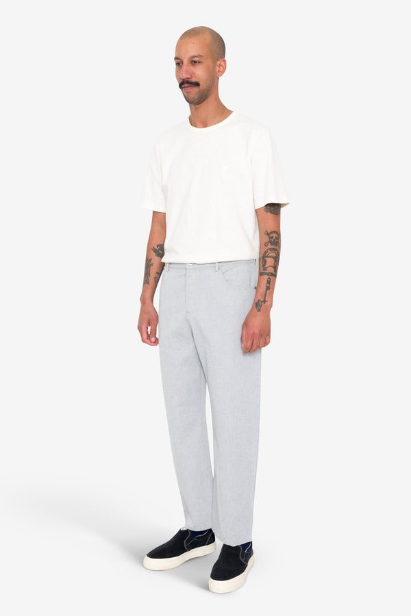 Folk Barrel Leg Trouser - Ice Blue Twill Denim