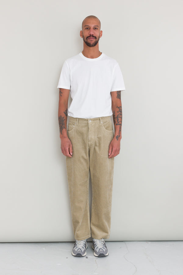Folk Barrel Leg Trouser - Stone Heavy Cord