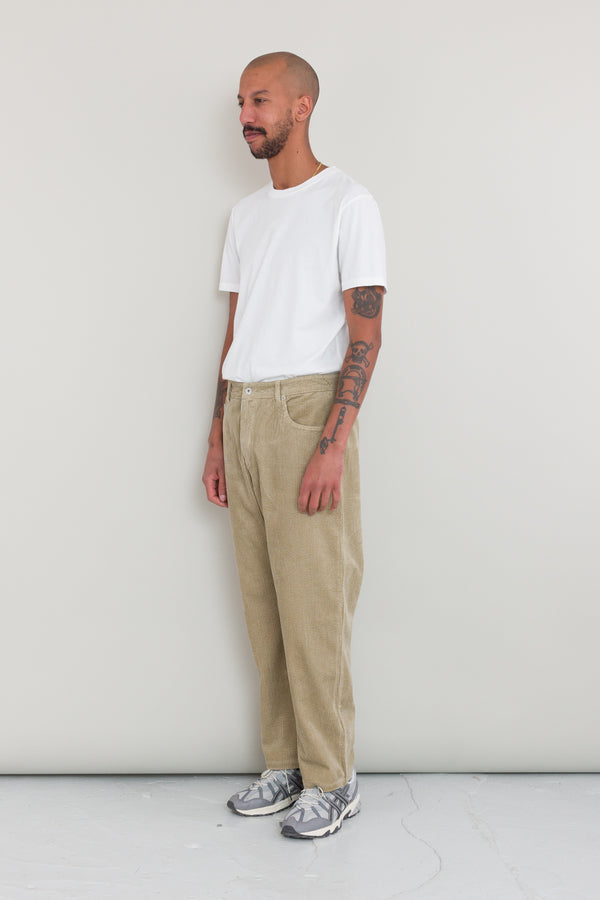 Folk Barrel Leg Trouser - Stone Heavy Cord