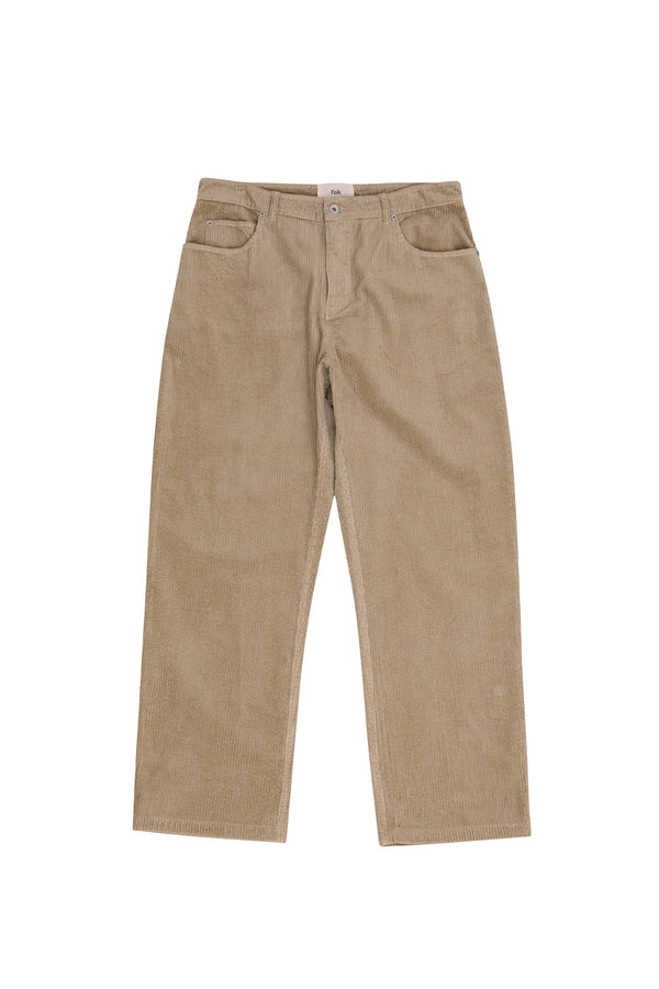 folk Barrel Leg Trouser - Stone Heavy Cord