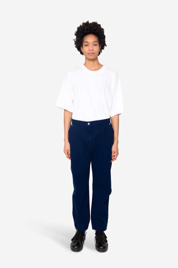 Folk Barrel Trousers - Indigo Twill