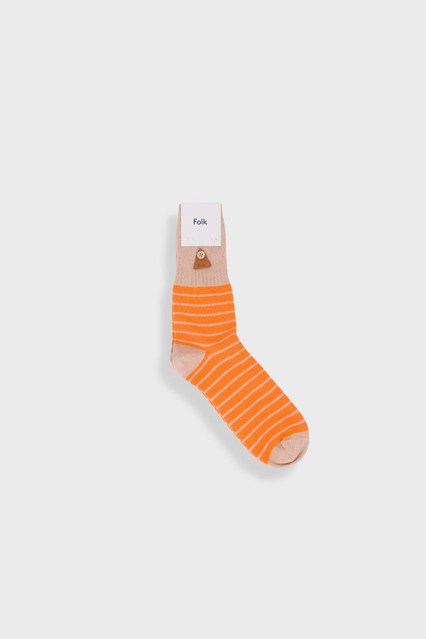 folk Block Stripe Socks - Orange Stripe