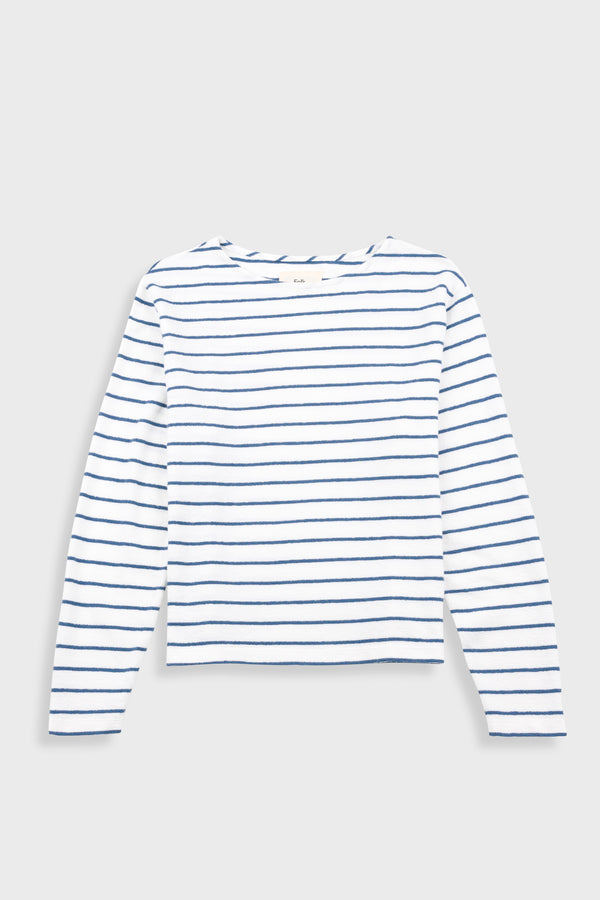 folk Boat Neck T-Shirt - Off White / Soft Blue