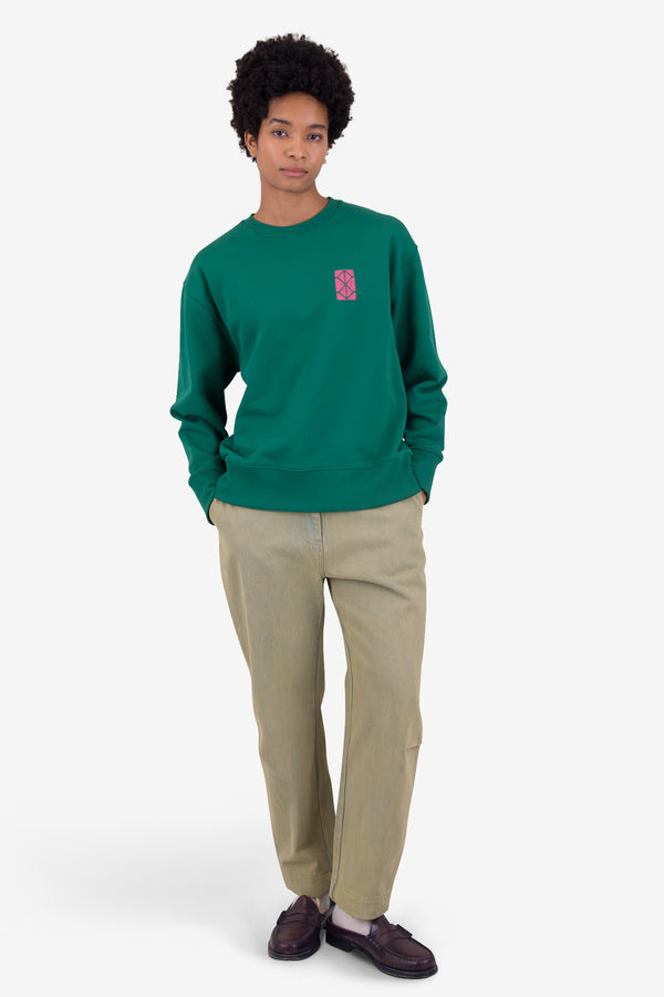 Folk Boxy Sweat - Vintage Green