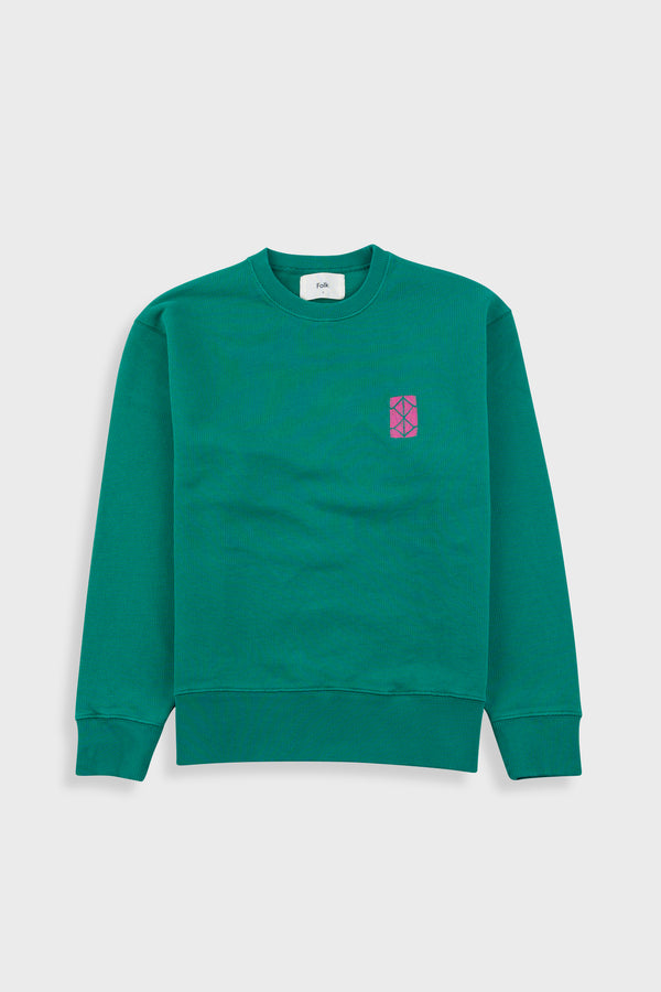 folk Boxy Sweat - Vintage Green
