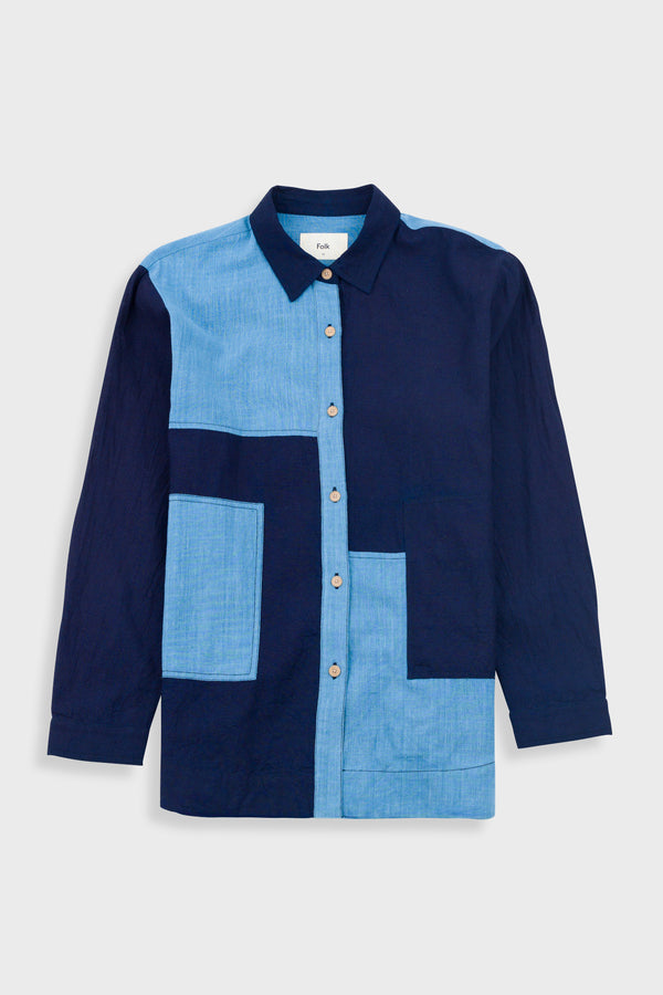 folk Boyfriend Shirt - Indigo Patchwork