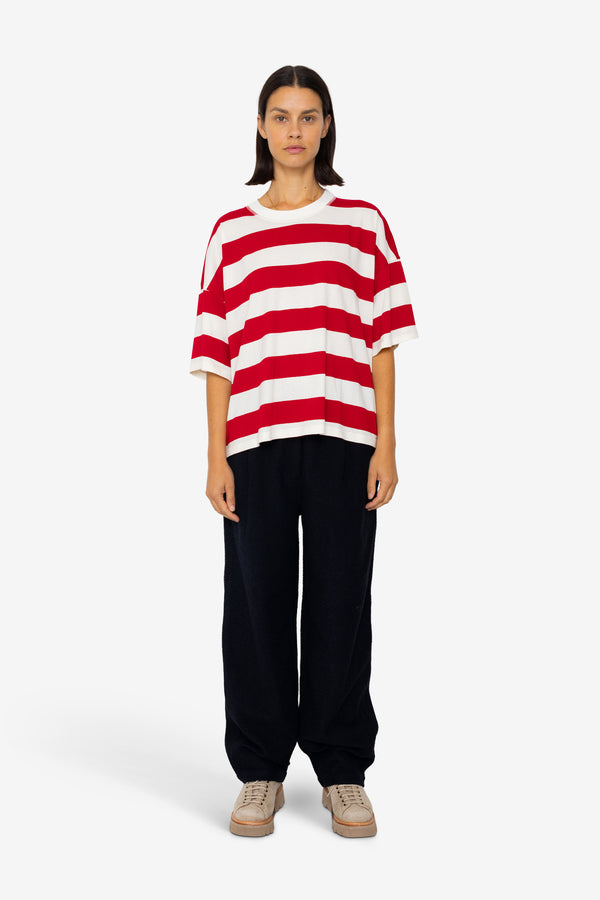 Folk Boyfriend T-Shirt - Carnation Stripe