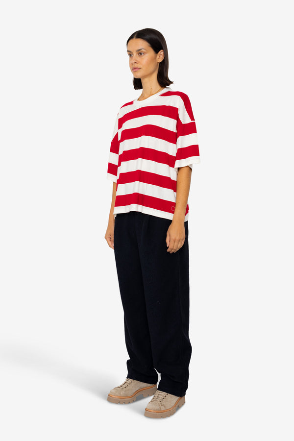 Folk Boyfriend T-Shirt - Carnation Stripe