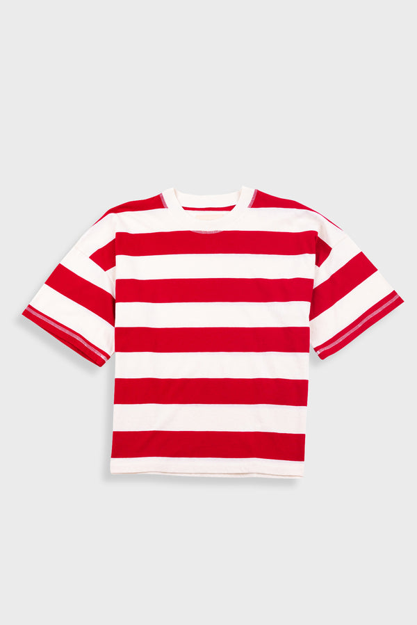 folk Boyfriend T-Shirt - Carnation Stripe