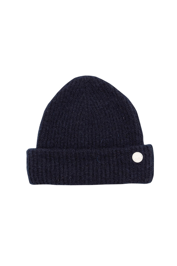 folk Chain Rib Beanie - Navy Mohair