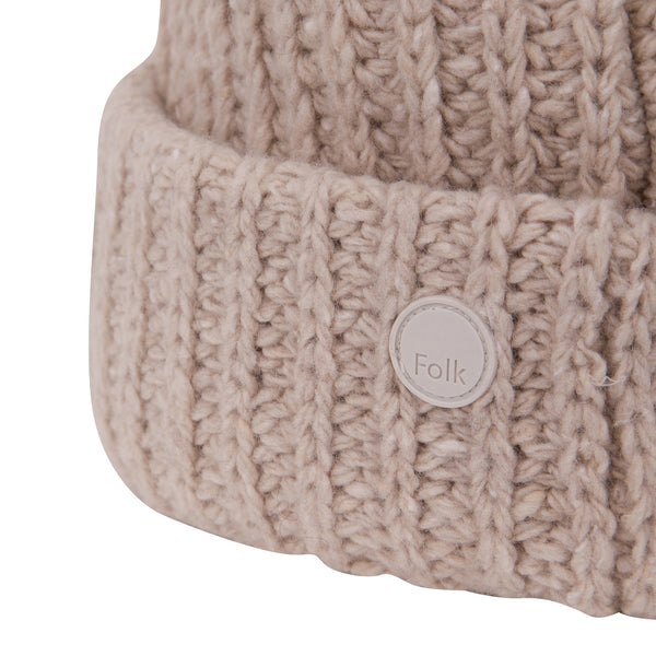 Folk Chain Rib Beanie - Stone