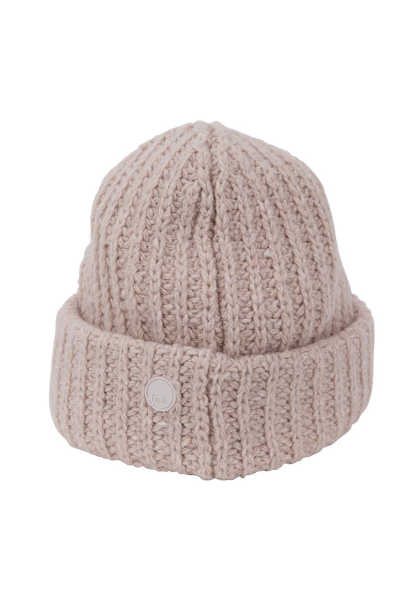 Folk Chain Rib Beanie - Stone