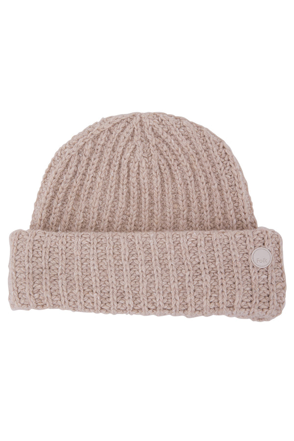 folk Chain Rib Beanie - Stone