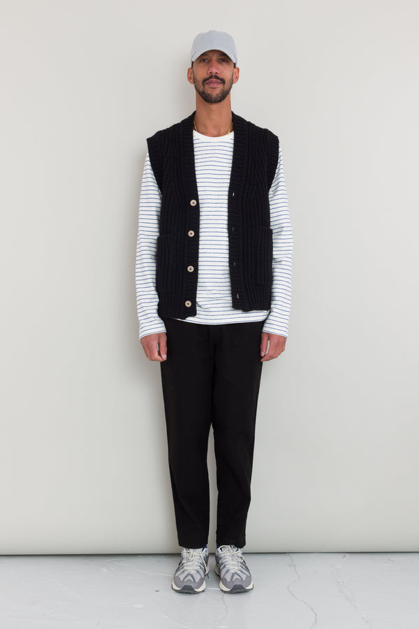 Folk Chunky Pocket Vest - Black
