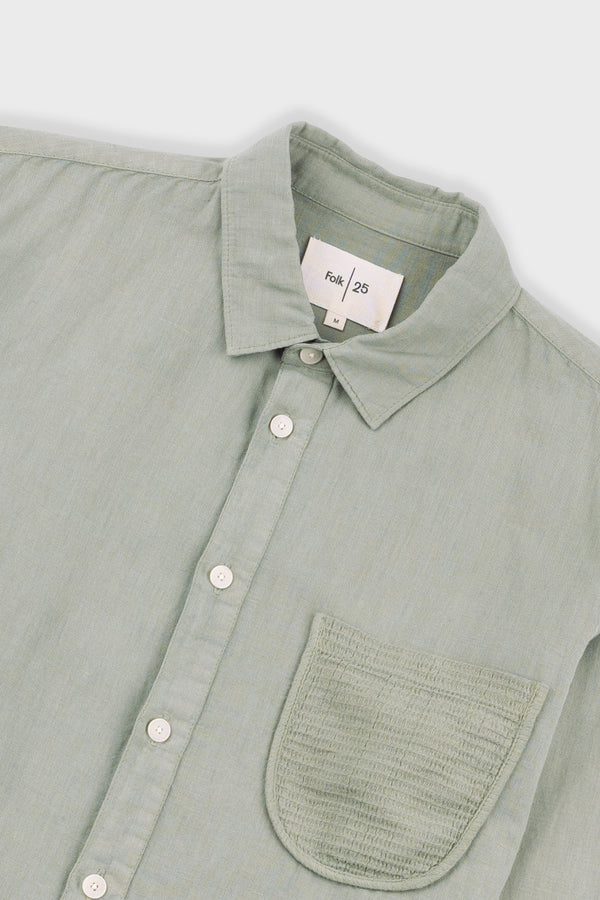 Folk Contrast Pocket Shirt - Sage