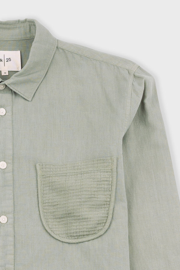 Folk Contrast Pocket Shirt - Sage