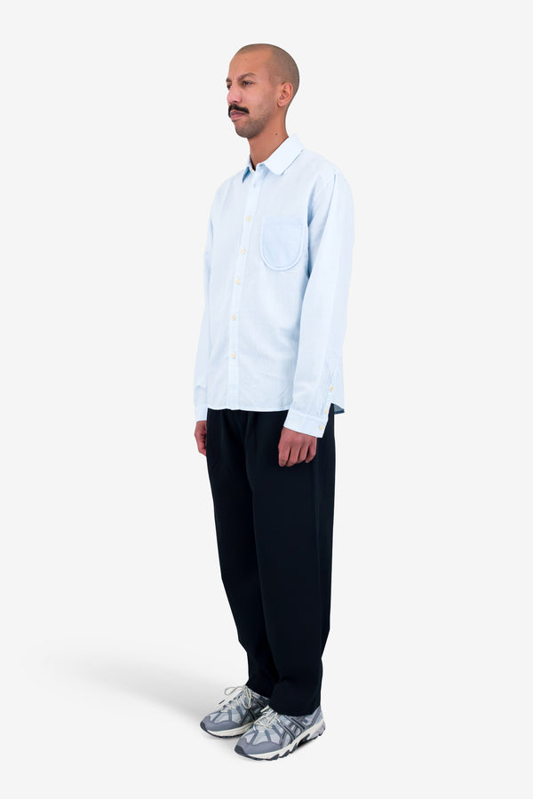 Folk Contrast Pocket Shirt - Soft Blue