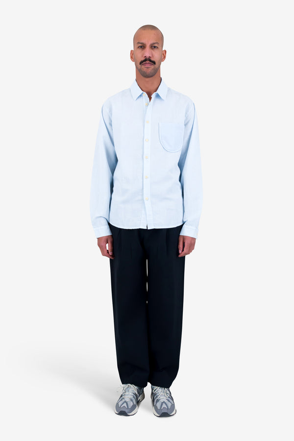 Folk Contrast Pocket Shirt - Soft Blue