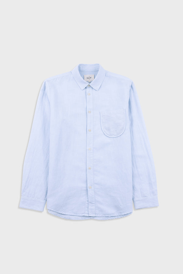 folk Contrast Pocket Shirt - Soft Blue