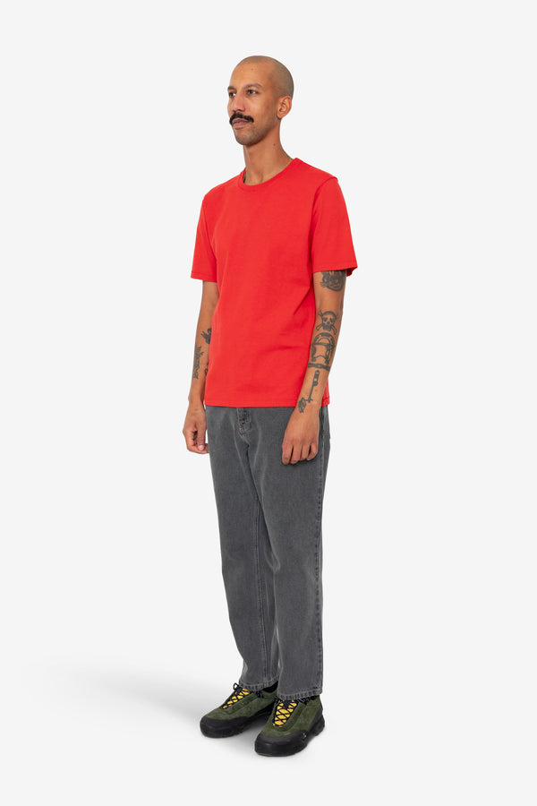 Folk Contrast Sleeve T-Shirt - Crimson