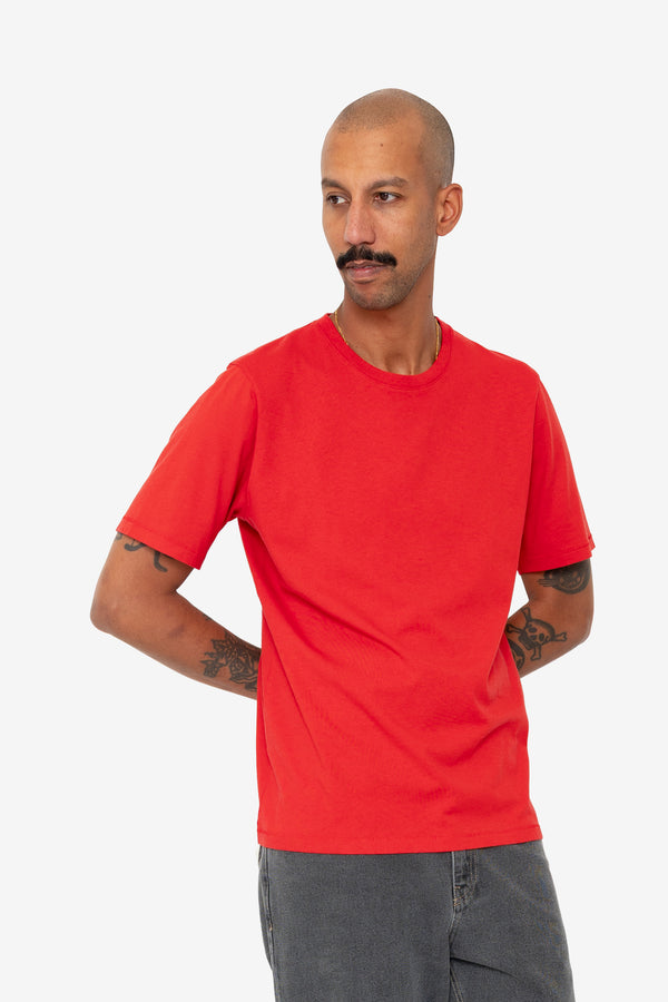 Folk Contrast Sleeve T-Shirt - Crimson