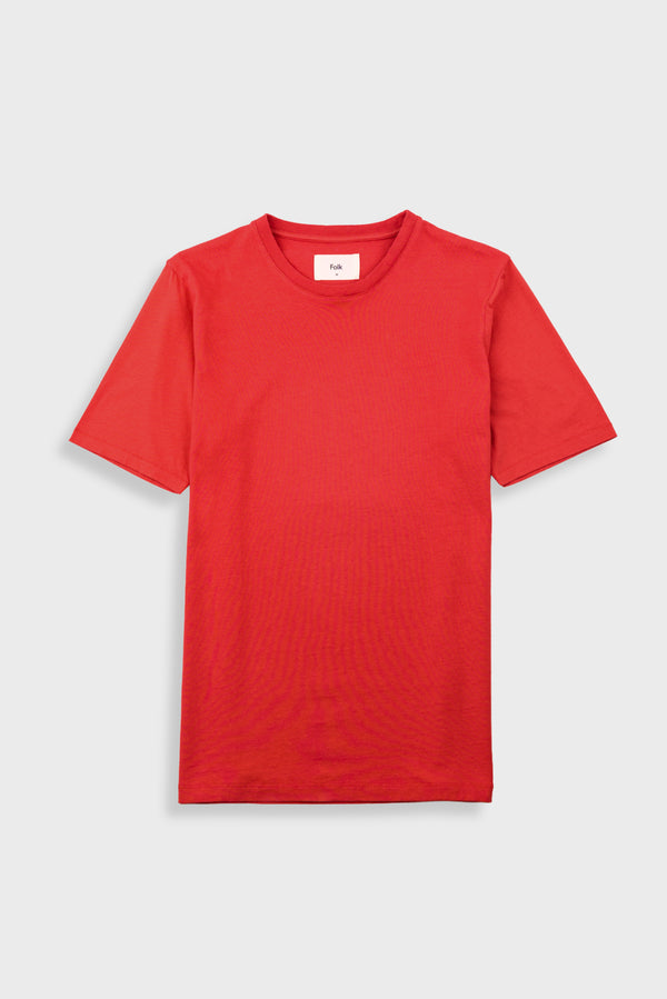 folk Contrast Sleeve T-Shirt - Crimson