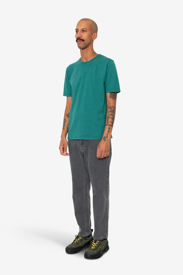 Folk Contrast Sleeve T-Shirt - Phthalo Green