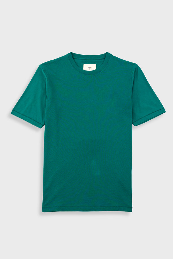 folk Contrast Sleeve T-Shirt - Phthalo Green