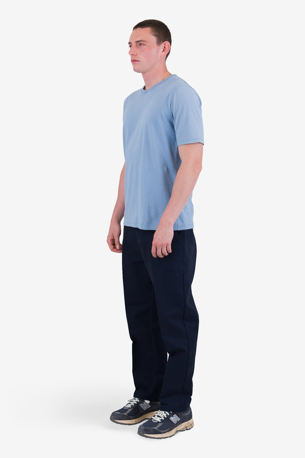 Folk Contrast Sleeve T-Shirt - Soft Blue