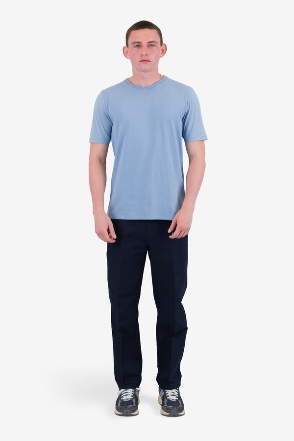 Folk Contrast Sleeve T-Shirt - Soft Blue