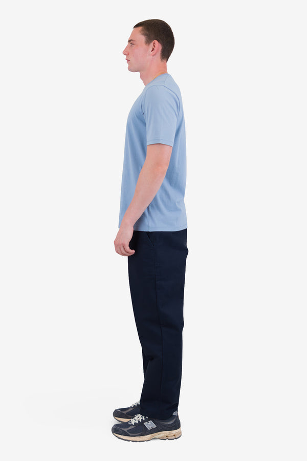Folk Contrast Sleeve T-Shirt - Soft Blue