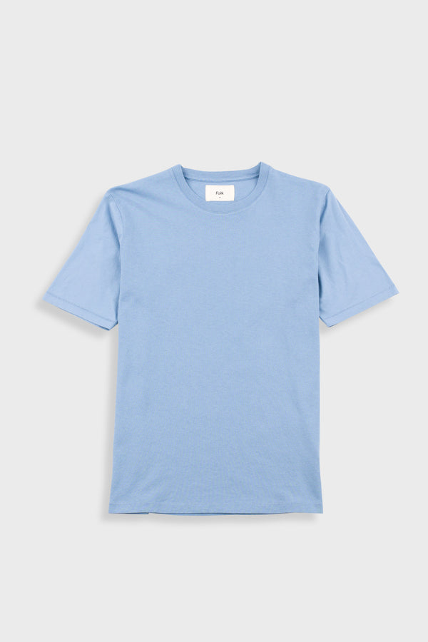 folk Contrast Sleeve T-Shirt - Soft Blue