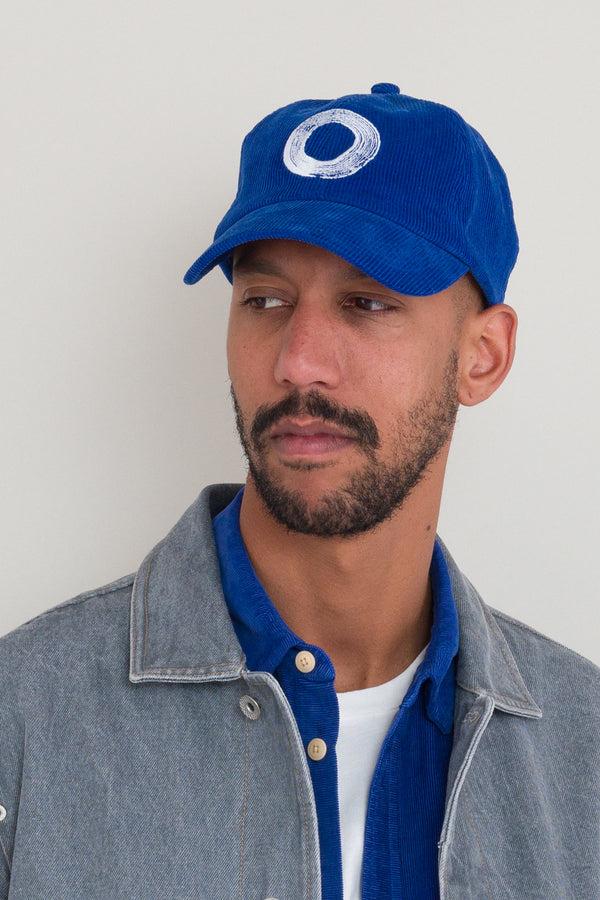 Folk Corduroy Cap - Blue Circle Embroidery