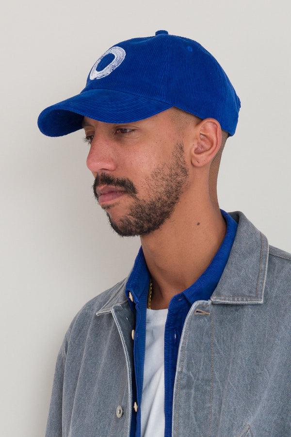 Folk Corduroy Cap - Blue Circle Embroidery